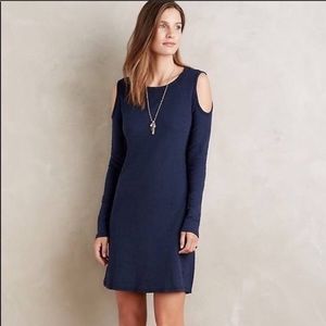 NWT Anthro cold shoulder navy dress